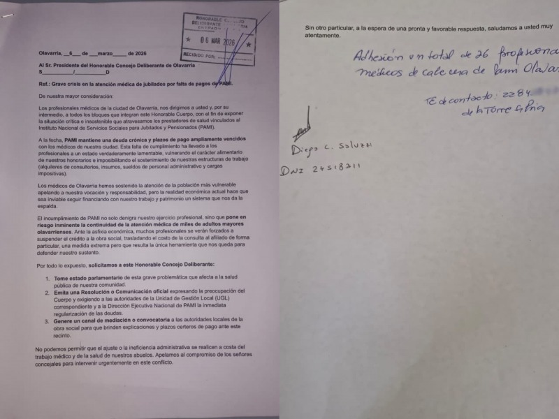 Pami: el HCD recibi� un reclamo de m�dicos